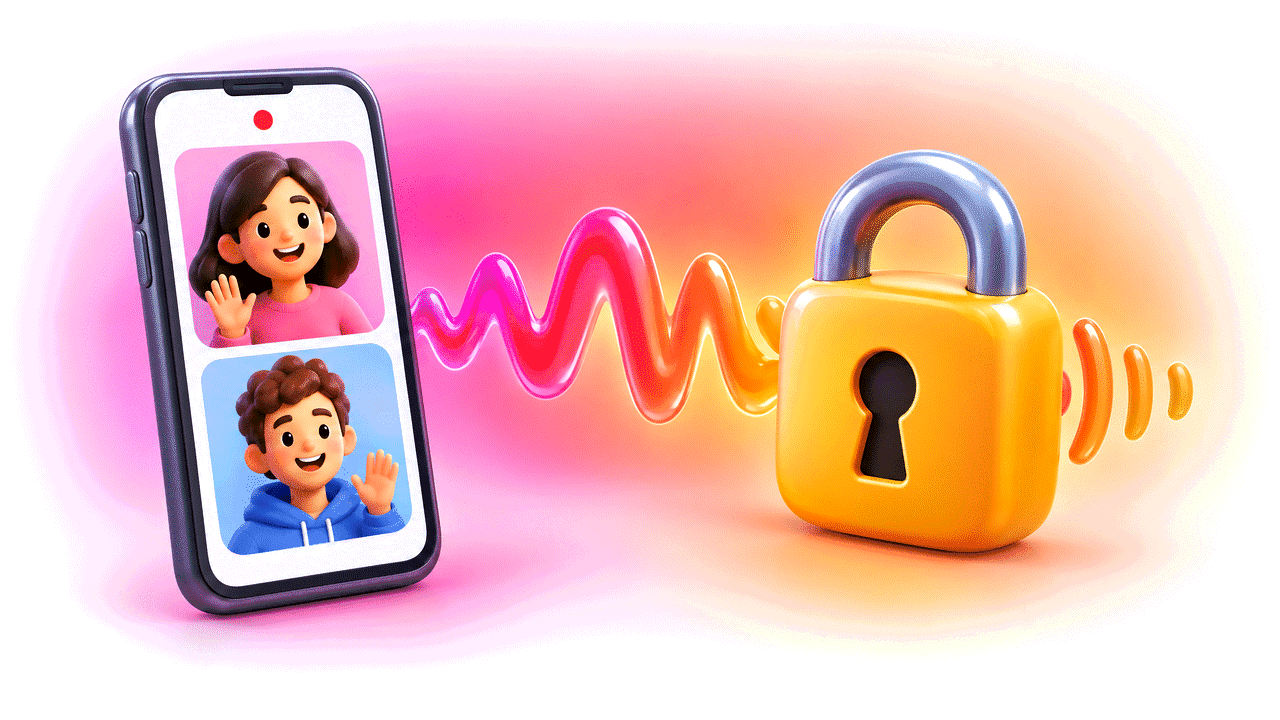 Video call on a phone with the call sound blocked by a padlock