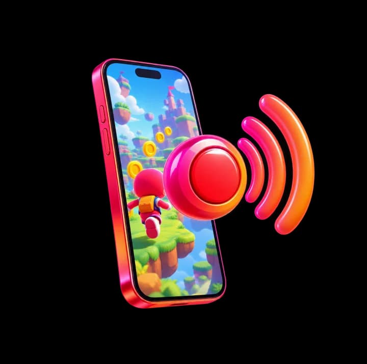 Phone recording a game with a big red record button